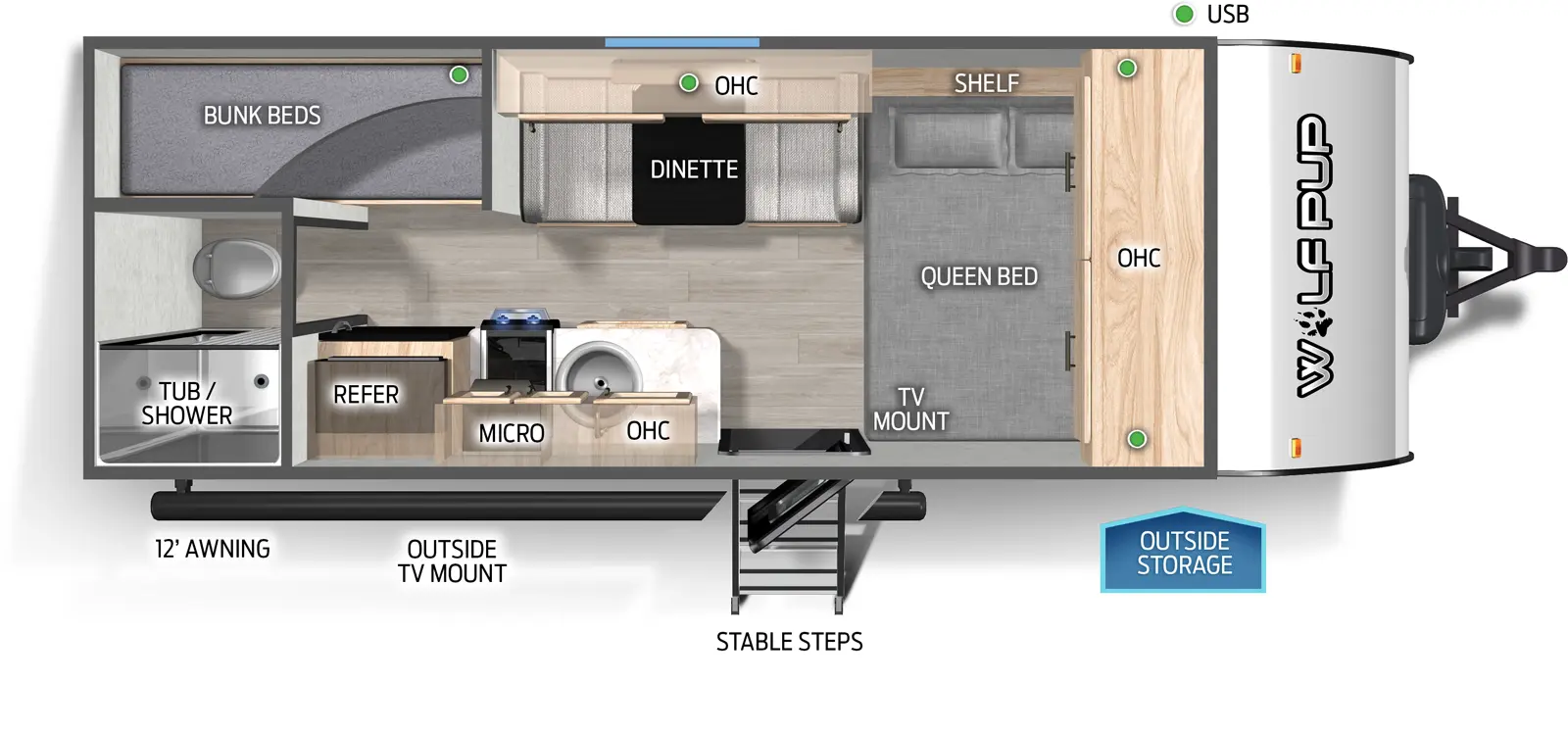 Wolf Pup 16LP Floorplan